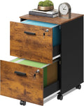 DEVAISE 2 Drawer File Cabinet Mobile Printer Stand Wood Filing-Cabinet fits A4 or Letter Size for Home Office Rustic Brown