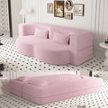 78 Convertible Folding Sofa Bed 2-in-1 Full Size Floor Boneless Couch Bed Loveseat sleeper Couch  Teddy Floor Sofa Memory Foam Sleeper SofaBed Small couches for small spaces No Assembly (Pink)