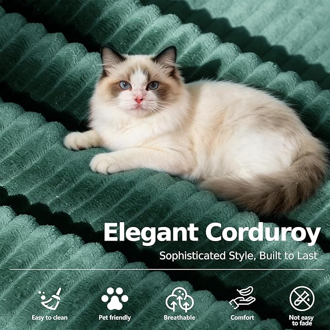 MoonSpeak 78.8''Sleeper Couch Bed for LivingroomConvertible Modular Sofa with Armrest PillowModular Foldable Corduroy Couches in a BoxNo Assembly (Emerald Green)