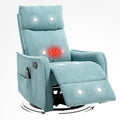 Swivel Rocker Recliner Chair 360° Swivel Recliner with Heat and Massage Rocker Recliner Easy to Clean Nursery Glider Recliner Chair with Side Pockets for Living Room Mint Green