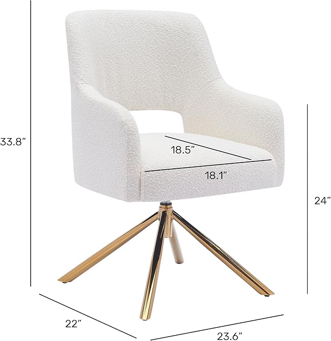 WestinTrends Genevieve Mid-Century Modern Wide Boucle Swivel Accent Arm Chair Dusty Peach