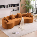 Oversized Sectional Sofa for Living Room 110 Modern Luxury Plush Chenille Sofa 4-Seater Extra Deep &amp Wide Seat Curved Cloud Couch with 4 Throw Pillows Orange