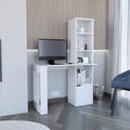 Writing Desk Computer Desk with Bookcase and Cabinet Interlocking Mechanism Easy Assembly White for Home Office