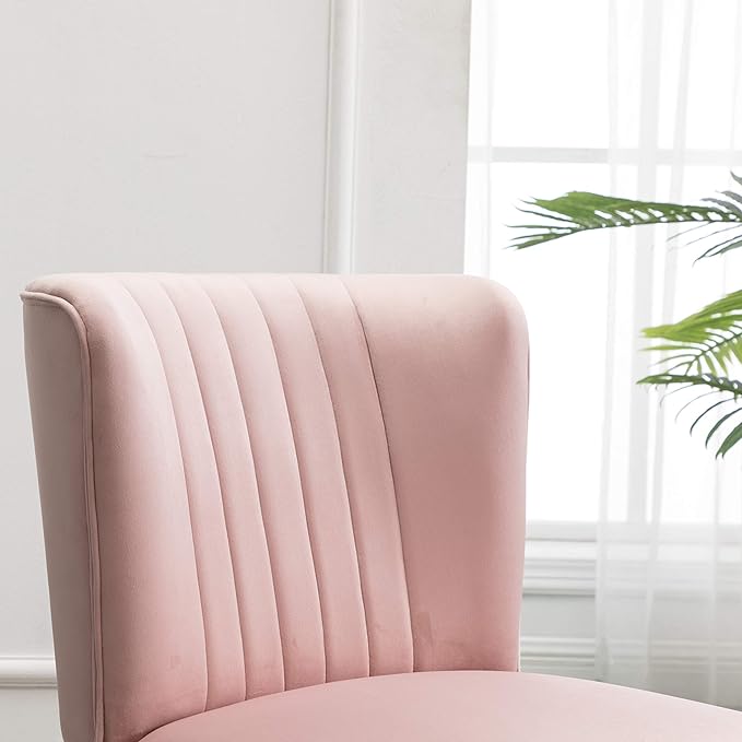 Elon Contemporary Velvet Upholstered Accent Chair Pink