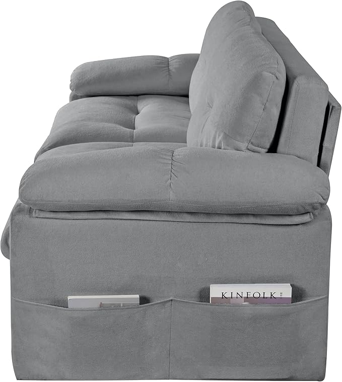 71.65 Convertible Pull Out Sofa Bed Queen Size 3-in-1 Convertible Sleeper CouchMulti-Functional Chenille Loveseat Sofá for Living RoomBedroomApartmentOfficeGray