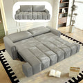 3-in-1 Convertible Sleeper Sofa Bed King Size Pull Out Sofa Bed with Hidden Seat Storage 90 Comfy Teddy Fabric 4-Seater Couch for Living Room Office Apartment (Gray)