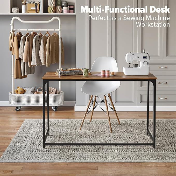 WOHOMO Folding Desk 47.2 Foldable Computer Desk for Bedroom Space Saving Computer Table Writing Workstation for Home Office Easy Assembly Walnut