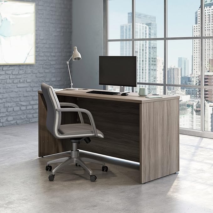 OfficeWorks by Sauder Affirm 60 X 24 Desk Shell/cred/Return Hudson Elm Finish