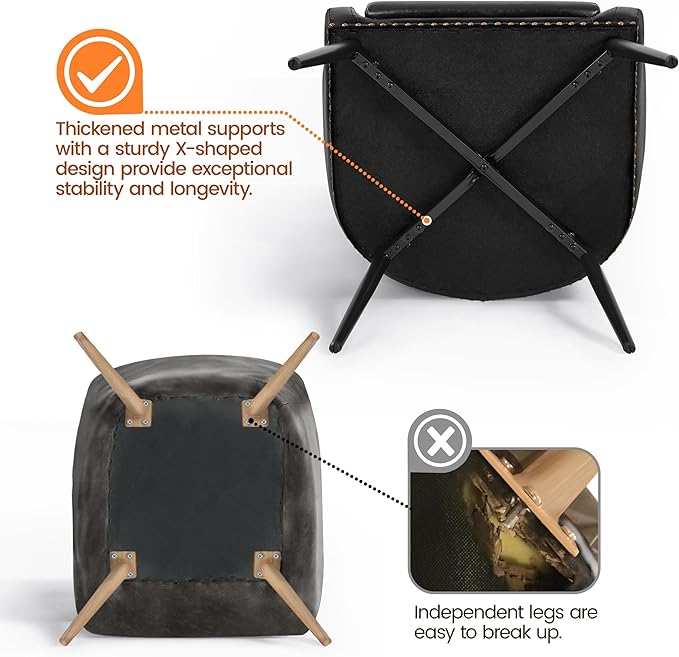 Yaheetech Modern Accent Chair Faux Leather Retro Armchair Upholstered Barrel Chair with Metal Leg and Comfy Seat Cushion for Living Room Bedroom Black Set of 2