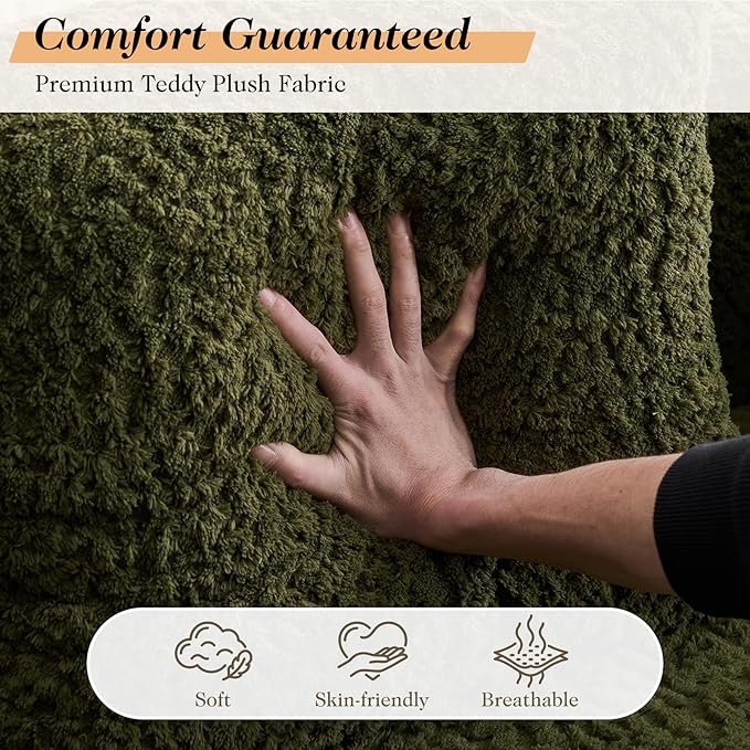 Curved Couch Loveseat Sofa Luxury Deep Seat Loveseat Sofa Couch for Small Place Modern Cloud Couch Floor Couch with 3 Pillows for Living Room &amp Bedroom No Assembly Required (Green)