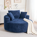 54.5 Blue Oversized Swivel Barrel Chair - Chenille Comfy Modern Sofa Chair Fluffy Upholstered Round Accent Chair Cloud Lounge Armchair with 3 Pillows for Living Room Apartment