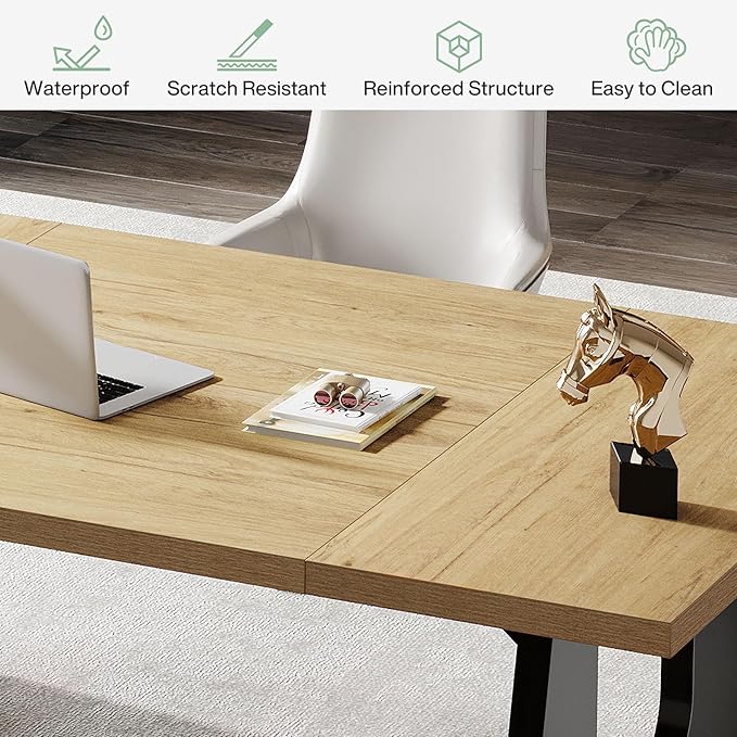 Tribesigns 70.86-Inch Executive Desk Large Computer Office Desk with Double Wood Pedestal Modern Simple Style Rectangle Writing Table for Home Office
