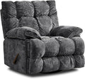 Oversized Rocker Recliner Chair for AdultsOverstuffed 360° Swivel Rocking Recliner Extra Wide Breathable Fabric Manual Reclining Single Sofa for Living Room (Gray)