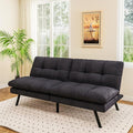 MUUEGM Convertible Futon Sofa Bed68 Memory Foam Futon CouchLinen Modern Loveseat Sleeper Couch with Adjustable Backrest &amp ArmrestDetachable Cushion for Living RoomOfficeApartmentBlack