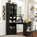 Modern Home Computer Desk with Hutch L-Shaped Corner Office Table with Drawers and Storage CabinetMDF+Wood Study Desk for OfficeStudy Room