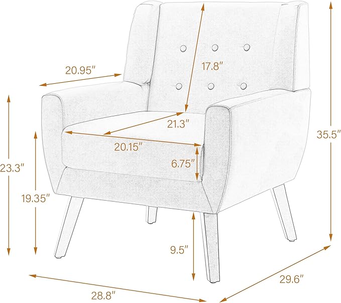UIXE Faux Leather Accent Chairs Set of 4 Modern Arm Club Chair Upholstered Armchair for Living Room Comfy Single Sofa Seats Button Tufted Reading Seating Brown