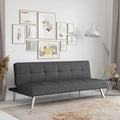 Serta® Rane 66.1 Convertible Futon Sofa Short Twin Size Modern Transitional Tufted Back and Seat Cushion Dream Coil® Comfort Fingerguard® Pinch Point Protection Woven Fabric Charcoal