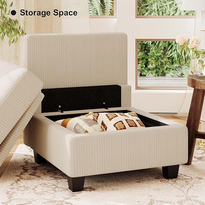 Belffin Corduroy Middle Seat Modular Sectional Couch Module Parts Convertible Modern Sectional Sofa Couch Beige