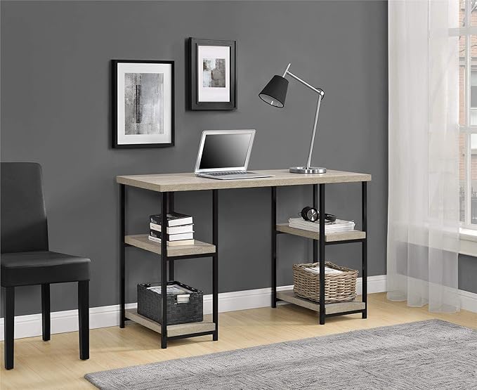 Ameriwood Home Elmwood Double Pedestal Computer Desk Distressed Gray Oak