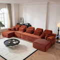 171 Boneless Couch with Reversible Chaise U Shaped Sectional Couches for Living Room Modular Sectional Sofa 28 Deep Seat Corduroy Couch Reversible Chaise Couch in a Box Orange