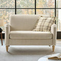 HULALA HOME 50.5 Loveseat Sofa with Solid Wood Spindle Legs 2 Seater Farmhouse Sofa with Rolled Wide Armrests Comfy Upholstered Small Couch for Living Room Bedroom Linen