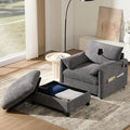 Oversized Accent Chair with Ottoman Chaise Lounge Chair with Phone Holder USB Charger Side Pockets Chenille Reading Armchair for Living Room Bedroom Home Theater (Gray)