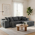 Realbear 108 Cloud Sectional Couch Sofa with L-Shape Chaise Modular Sectional Couch with Deep Seat for Living Room Bedroom No Assembly Required (Gray 108 Right Facing Chaise)