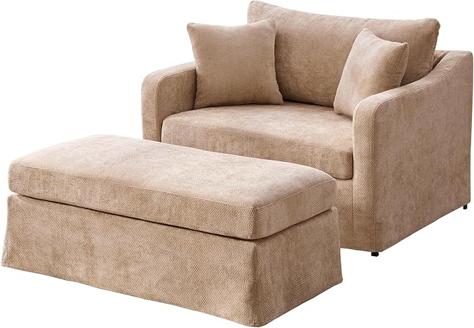 43.9 Oversized Reading Chair with OttomanBig Comfy ChairChenille Accent Chair with OttomanBrown Oversized Aaccent Chairs for Living Room