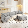 102 Cloud Sectional Couch Modular L Shaped Sofa with Movable Ottoman Comfy Chenille Deep Seat Sofa with Throw Pillows 3-Seater Cloud Couches for Living Room Apartment