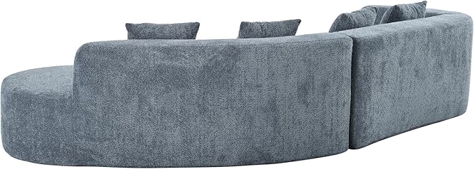 Oversized Curved Boneless Sectional Sofa Modern Floor Foam Cloud Couches for Living Room 132-Inch Right Facing Chenille Upholstered Boneless Modular Curved Sofa