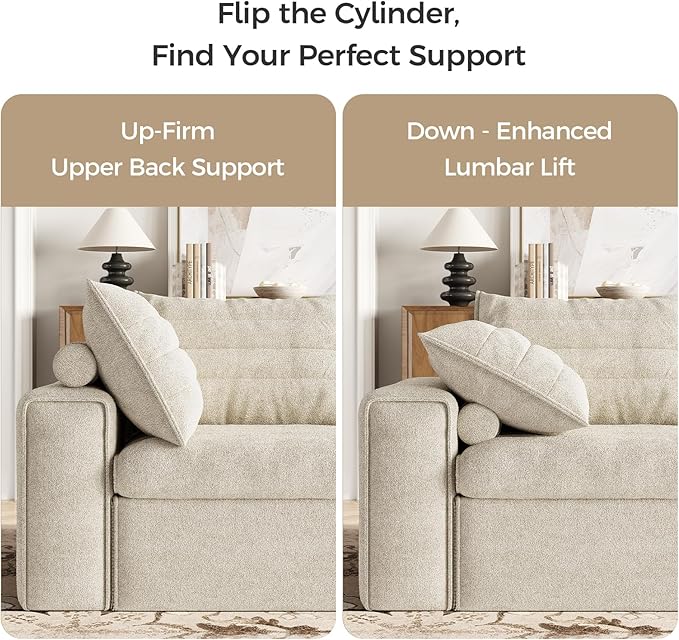 136 Modular Sectional Sofa with Deep Seat U-Shaped Cloud Couch for Living Room 4-Seater Boneless Sofa with 2 Ottomans Flexible Combination Modern Upholstery Sofa No Assembly Required Apricot