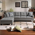 Modular L-Shaped Sectional Sofa Modern Couches with Movable Chaise Convertible 4-Seater Couch for Bedroom Apartment &amp Office Brown Grey
