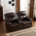 Reclining Loveseat Sofa with Massage &amp Heat Leather Recliner Couch with Side Pockets Extra Storage Cup Holders for Living Room RV