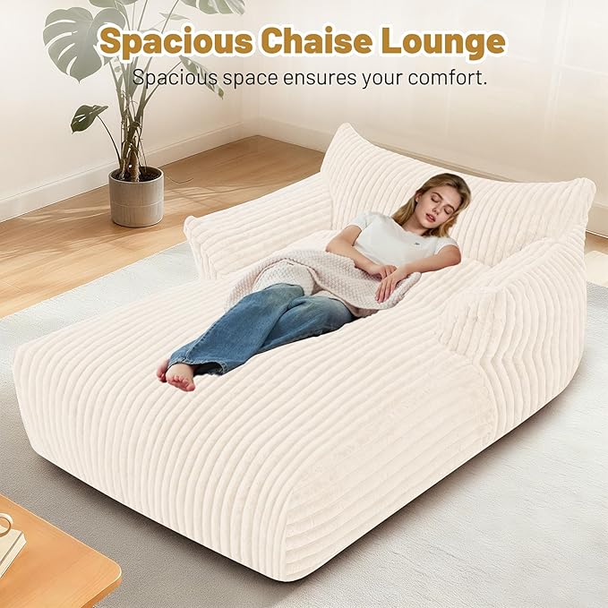 HABUTWAY Comfy Floor Sofa Giant Plush Reading Chair Indoor Cozy Couch with Armrests Oversized Couch Upholstered Boneless Sofa Portable Cloud Couch Accent Chair for Living Room Bedroom (Cream)