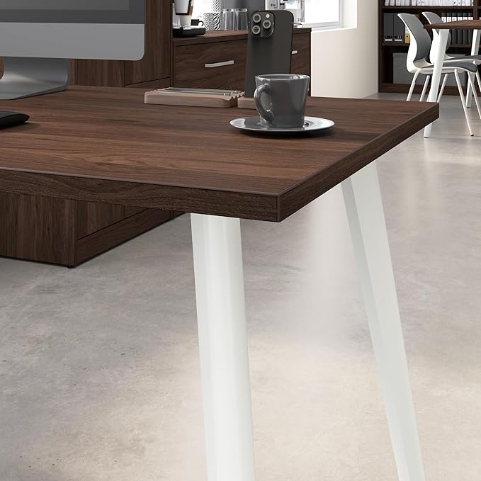 Bush Business Furniture Computer Desk 48 Inch Gaming Table for Home Office Commercial-Grade with Splayed Metal Legs Vista Collection Modern Dark Brown/White