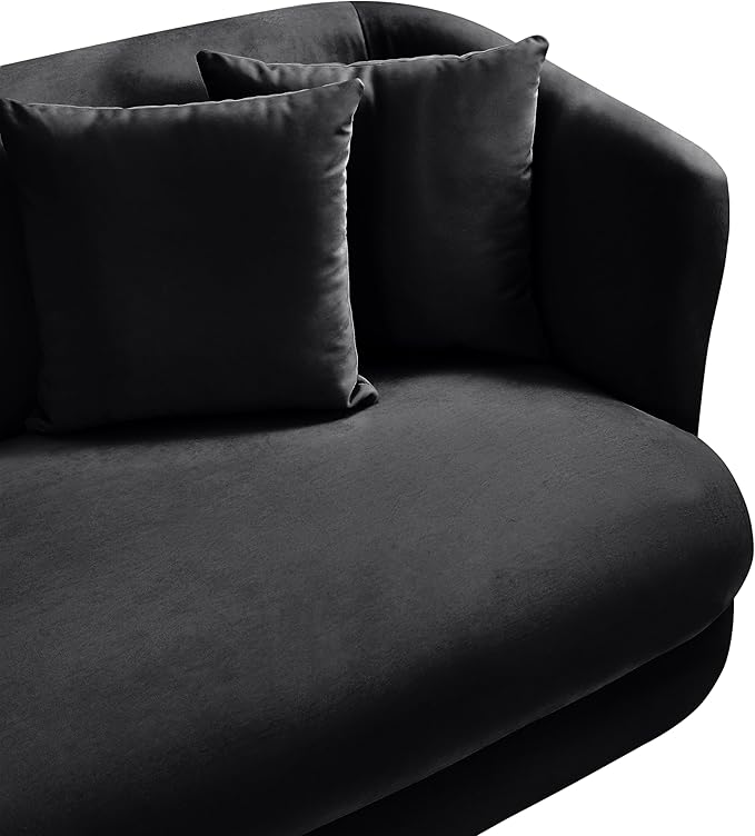 Meridian Furniture 699Black-C Alder Collection Modern | Contemporary Chair with Ultra Luxe Black Velvet 460 GSM Velvet Solid Wood Frame 38 W x 36 D x 30 H Black