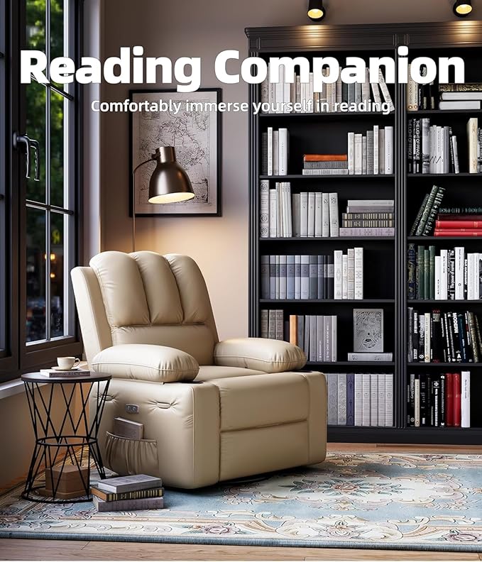 GAOMON Oversized Electric Recliner Chair with Massage &amp Heat - 360° Swivel Rocker Power Recliner for Big and Tall Extra Wide 27 PU Leather Recliner Chair with 1.5X Sponge Living Room Essential