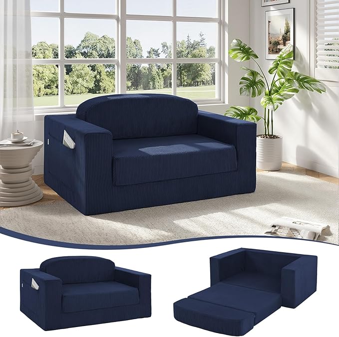 MeMoreCool Boneless Corduroy Loveseat &amp Sleeper – 2-in-1 Fold-Out Futon Couch Bed with High-Density Foam Removable Washable Cover for Apartments Guest Stays Small Bedrooms