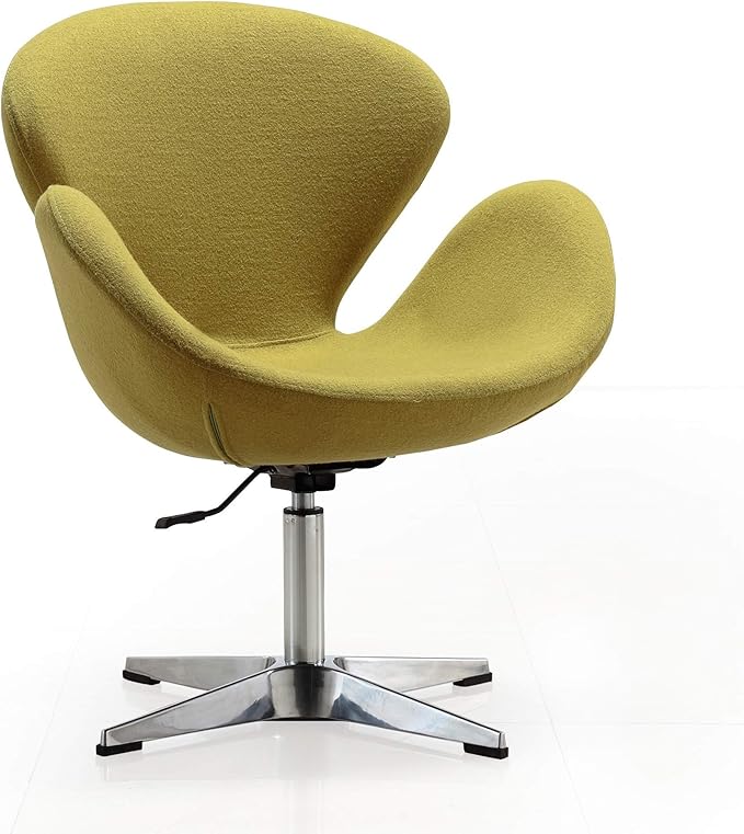 Manhattan Comfort Raspberry Adjustable Swivel Accent Chair with 360° Turn Polished Chrome Base Modern Retro Design Versatile Seat Ideal for Any Room Set of 1 Green