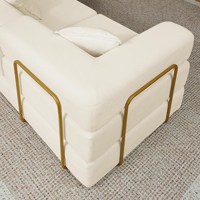Eafurn L Shaped Convertible Sleeper Sofa Bed King Size Sleeper Sofabed 7-in-1 DIY Combination Corduroy Folding Mattress Couch with Fixed-Shape Frame Boneless Floor Sofa Couch