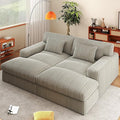 Cloud Couch Sofa Bed Oversized Chaise Lounge Chair Indoor 95.6” W Double Boneless Corduroy Upholstered Reading Chair Fluffy Sleeper Sofa Couches for Living Room No Assembly Required (Grey)