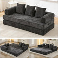 79 Inch 4-in-1 Convertible Sofa Bed Boneless Couches Chenille Folding Sleeper with Pull Out Bed Floor Futon Modular Lounge Loveseat compressed sofa No Assembly Required for Living Room (Black)