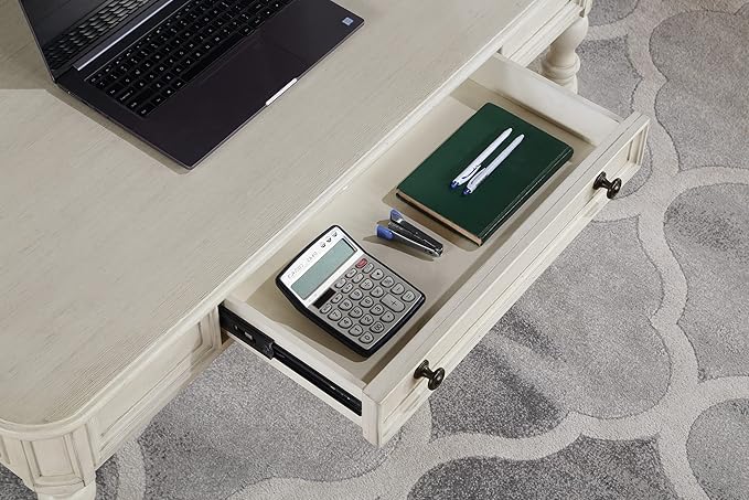 OSP Home Furnishings Country Meadows 48 Inch Writing Desk with Drawer Antique White