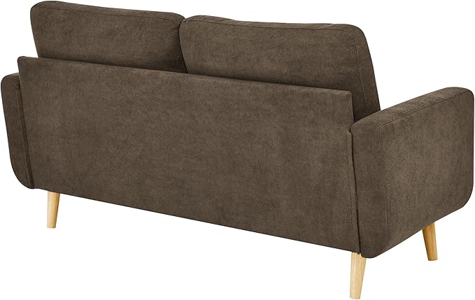 Brown 67 Loveseat Sofa Couches for Small Spaces Mid Century Love Seat Couches for Living Room Upholstered 2-Seater Small Couch for Bedroom ApartmentSolid Wood Legs Easy Assembly (Brown)