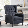Wing Back Recliner Chair for Living Room Push Back Reclining Chairs Club Accent Chair Lounge Armchair Comfy Fabric Arm Chair with Rivet Decoration Tufted Back Solid Wood Legs Black