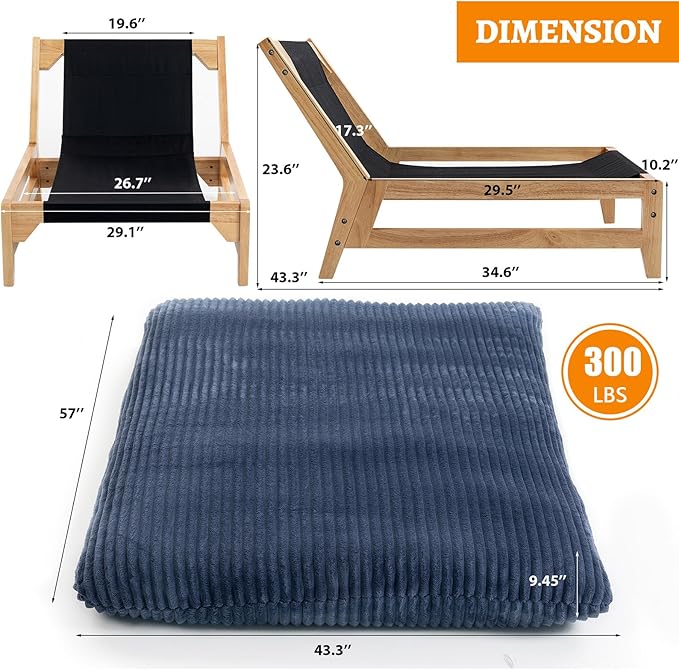 Comfy Reading Chair&amp Cloud Lounge Chair for Adults Big Comfy Chair for Living Room Bedroom Oversized|Giant|Cozy|Corduroy|Wood Frame (Blue)
