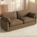 2 Seats Brown Sofa 82.67 Extra Large Comfy Loveseat Deep Seat Sofa Bed with 2 Pillows &amp Armsrest for Living Room Durable Modern Farmhouse Home Sofa Couch