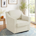 Swivel Accent Chair Mid Century Round Barrel Arm Chair for Living Room Comfy Chenille Club Single Sofa Chair for Bedroom-Beige