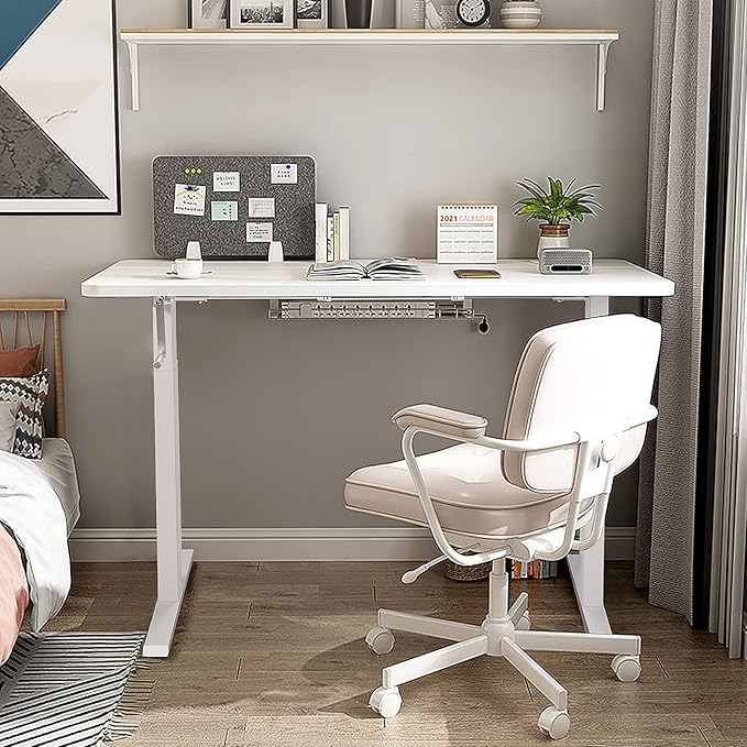 Tangkula Hand Crank Stand Up Desk Frame Manual Height Adjustable Standing Workstation with Foldable Crank Handle Cable Management Tray Headphone Hook Ergonomic Sit Stand Desk Frame for Home Office