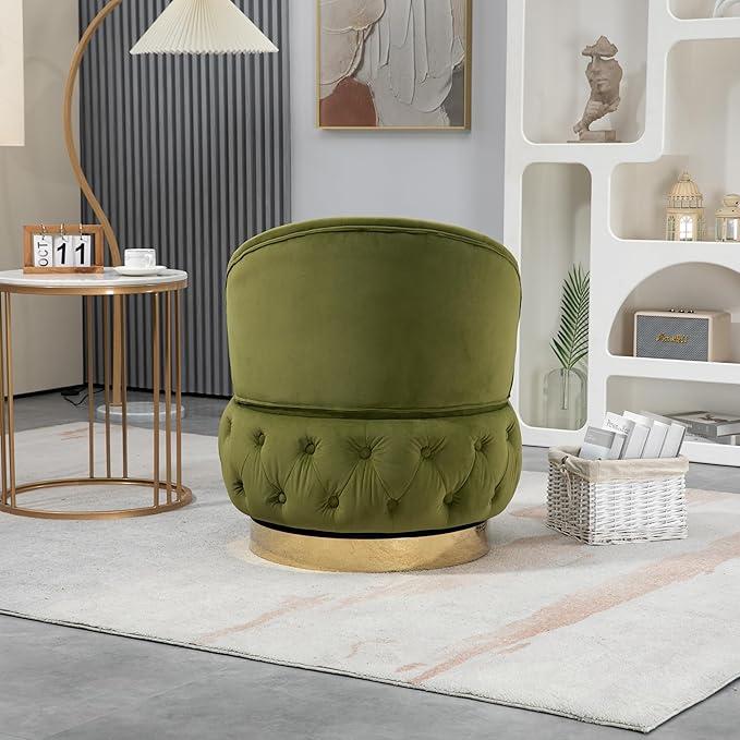 360 Degree Swivel Cuddle Barrel Accent Storage Chairs Round Armchairs with Wide Upholstered Fluffy Velvet Fabric Chair for Living Room Bedroom Office Waiting Rooms